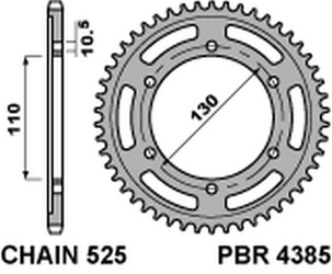 Zębatka tylna 4385 43 c45 suzuki gsxr 600 (11-16), yamaha mt-07`14-16 (jtr1876.43) (łańc. 525)